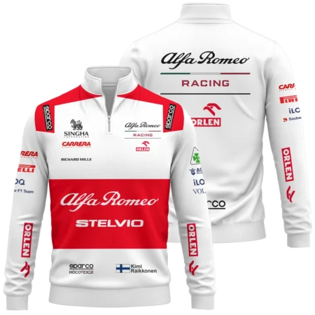 2020 Kimi Raikkonen Racing Suit Alfa Romeo F1 Quarter-Zip Sweatshirt BLVAKR191125A7QZS - Race Day Design
