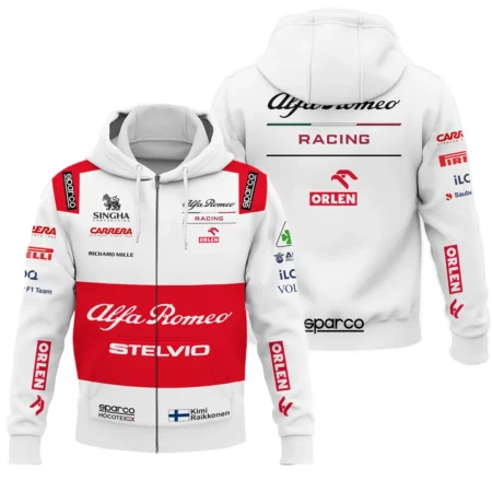 2020 Kimi Raikkonen Racing Suit Alfa Romeo F1 Zipper Hoodie BLVAKR191125A7ZHD - Racing Lifestyle Clothing
