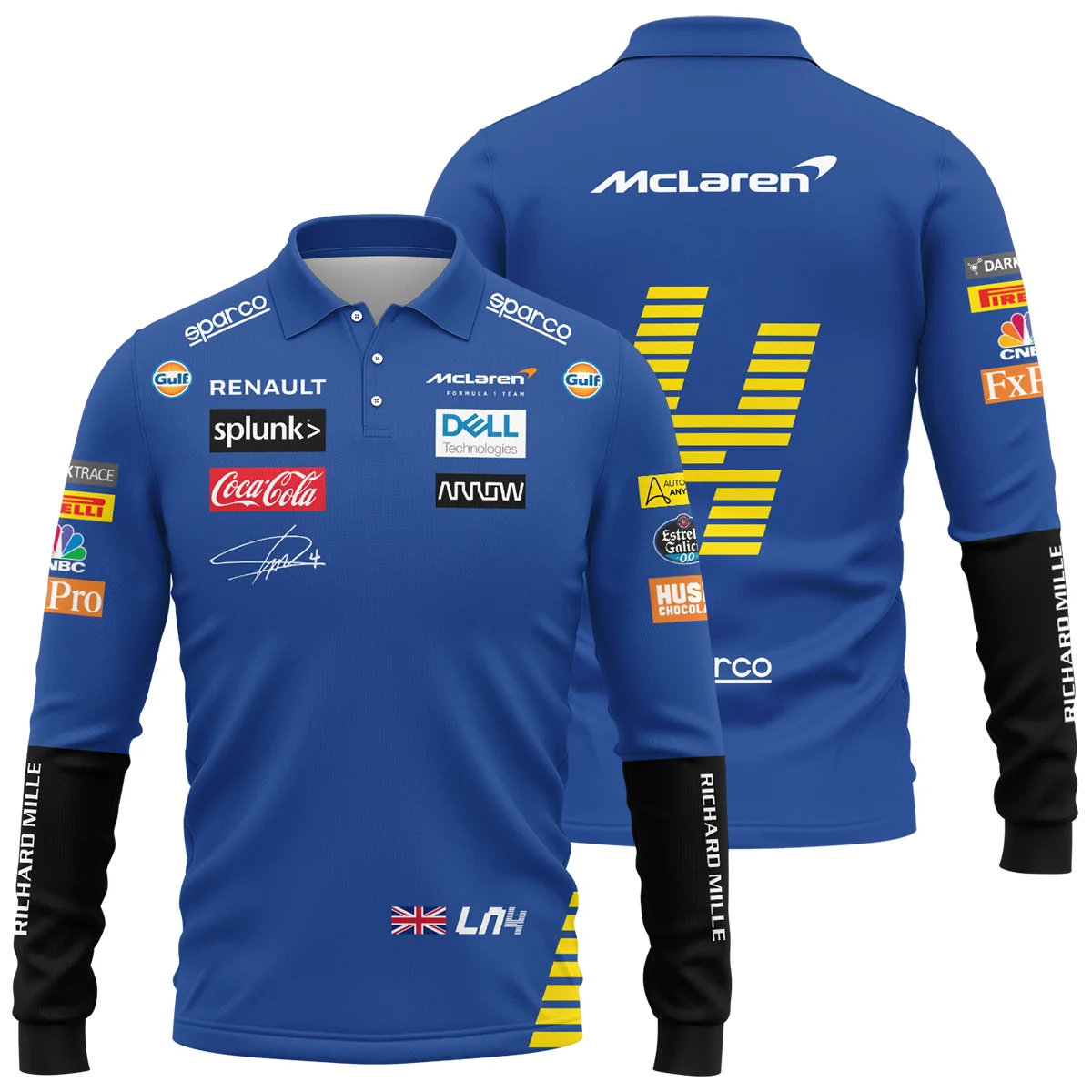 2020 Lando Norris Racing Suit McLaren F1 Long Polo Shirt BLVALN120825A1LPL - Motorsport Lifestyle Wear