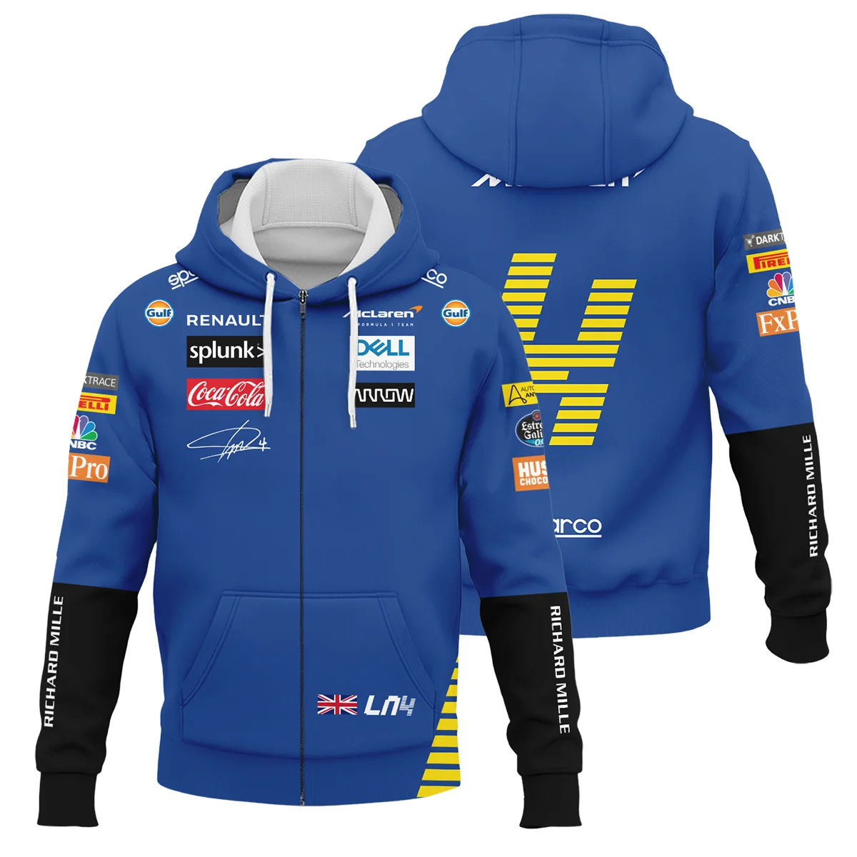 2020 Lando Norris Racing Suit McLaren F1 Zipper Hoodie BLVALN120825A1ZHD - F1 Fan Gear