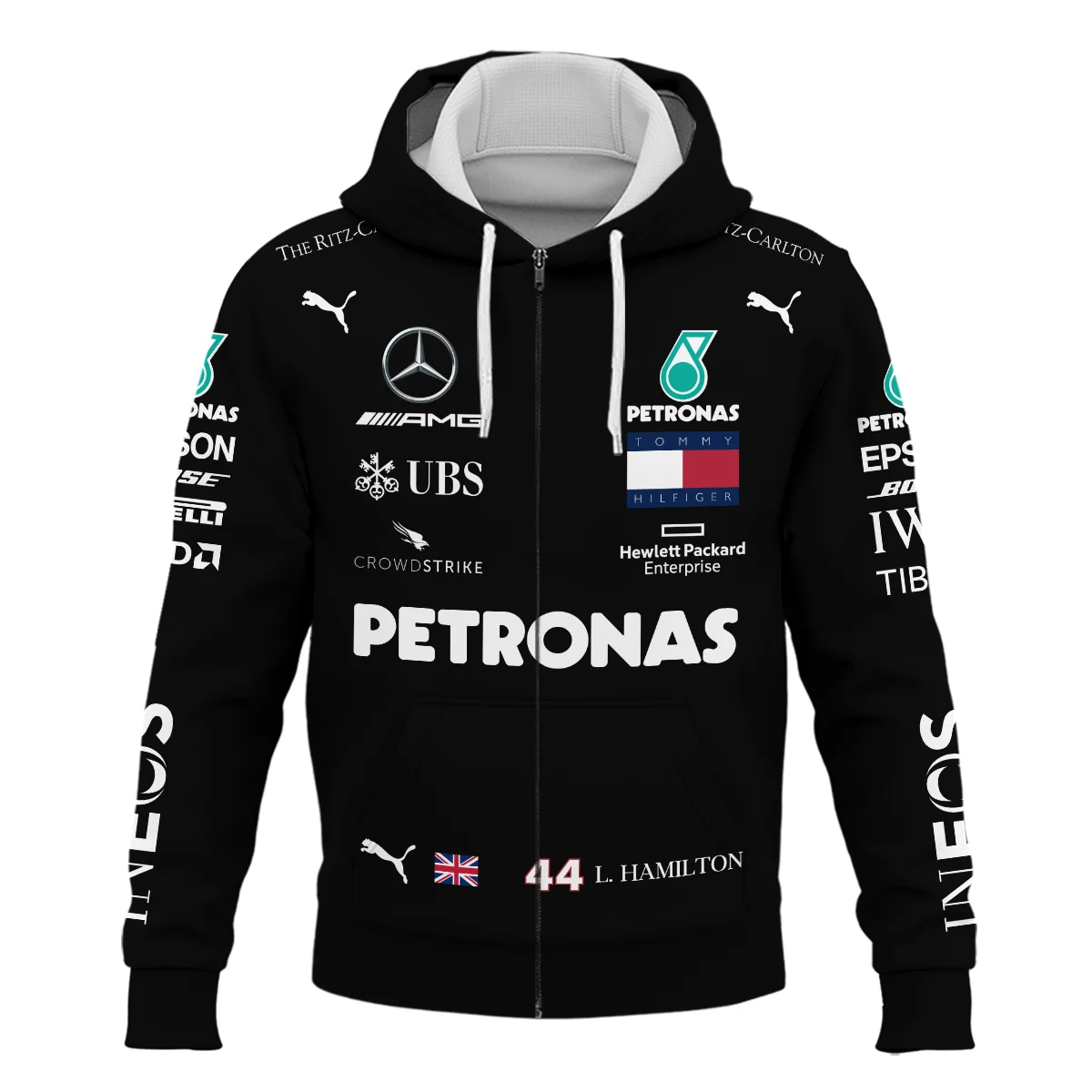 2020 Lewis Hamilton Racing Suit Mercedes F1 Zipper Hoodie BLVALH180825A3ZHD - Image 2