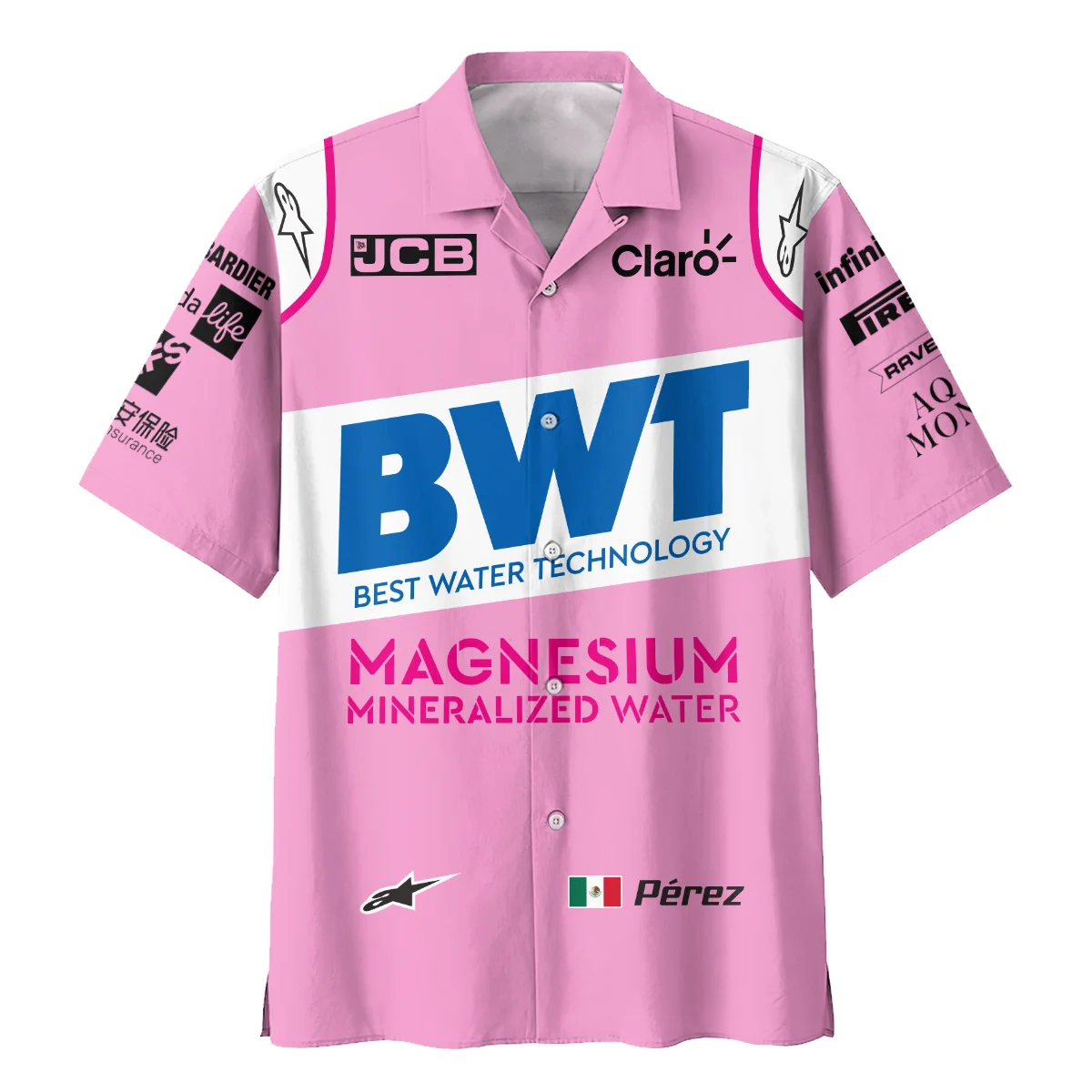 2020 Sergio Perez Racing Suit Racing Point F1 Hawaiian Shirt BLVASP170925A3HW - Image 2
