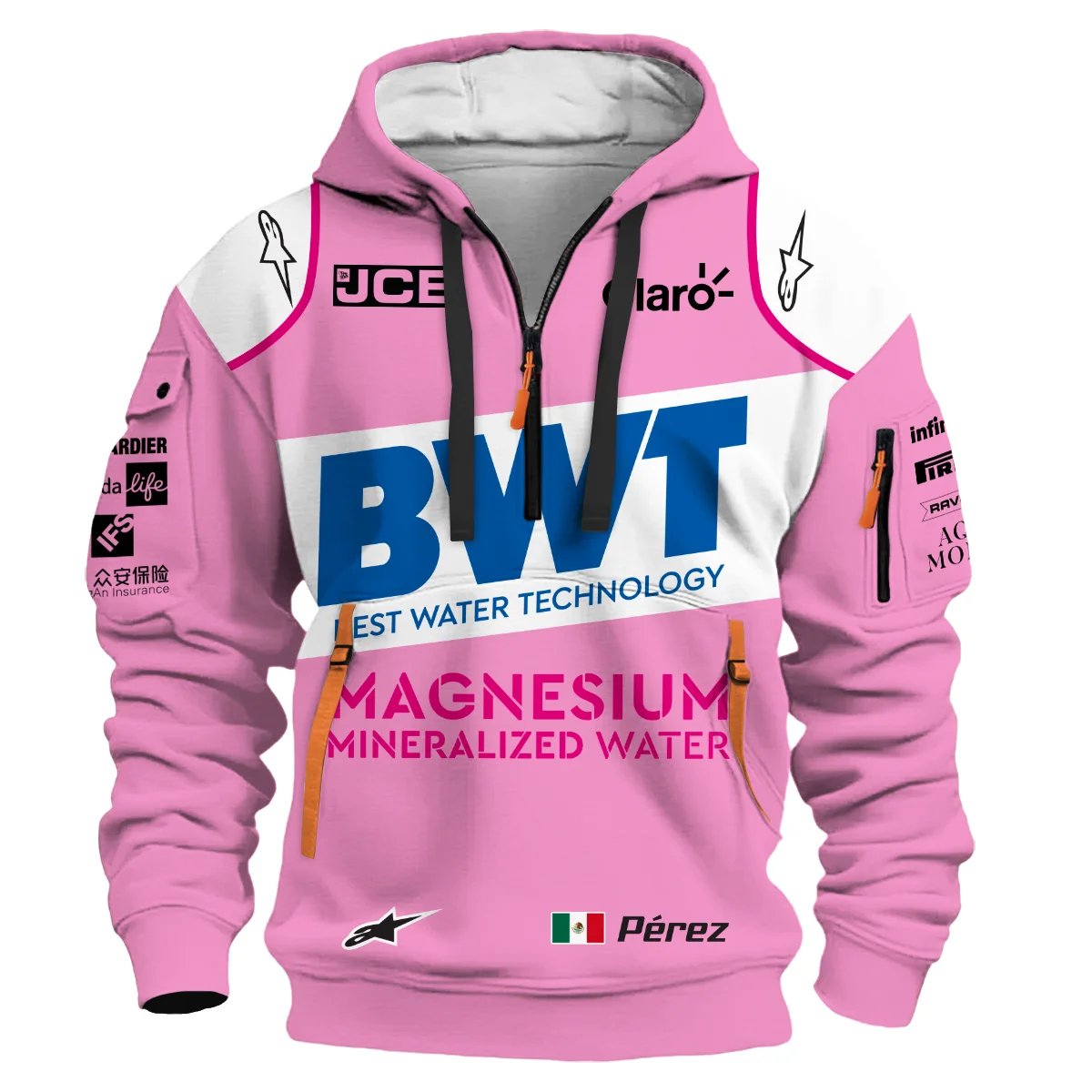 2020 Sergio Perez Racing Suit Racing Point F1 Hoodie Half Zip BLVASP170925A3HDF - Image 2