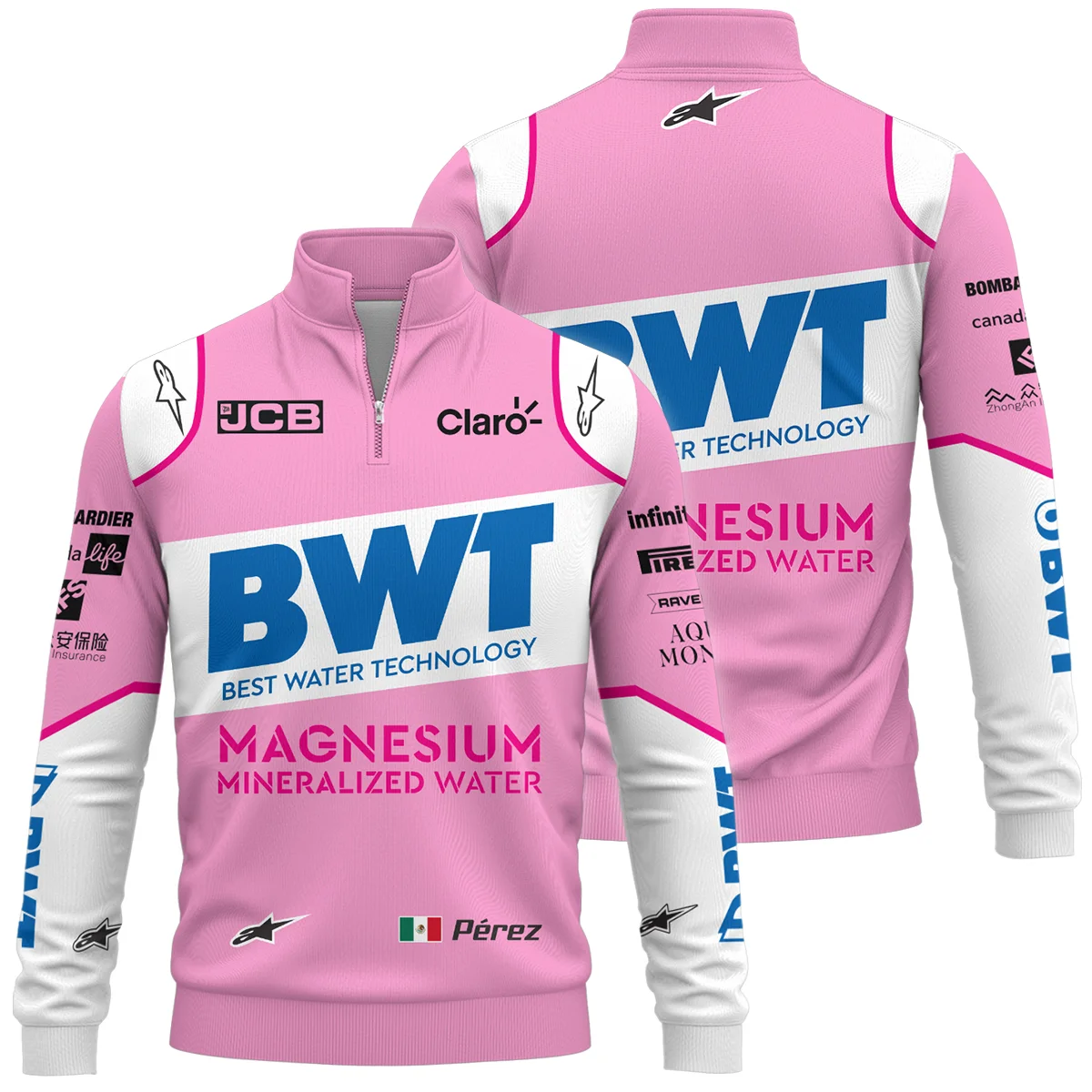 2020 Sergio Perez Racing Suit Racing Point F1 Quarter-Zip Sweatshirt BLVASP170925A3QZS