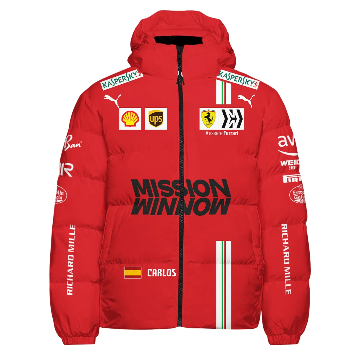 2021 Carlos Sainz Racing Suit Ferrari F1 Down & Puffer Jackets BLVACS190825A7HCJ - Image 2
