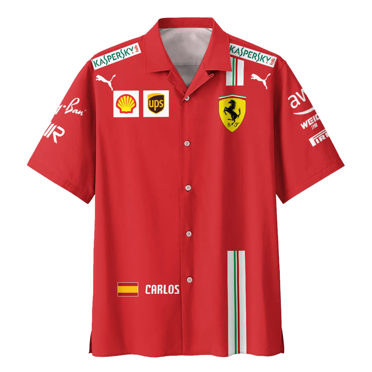 2021 Carlos Sainz Racing Suit Ferrari F1 Hawaiian Shirt BLVACS190825A3HW - Image 2