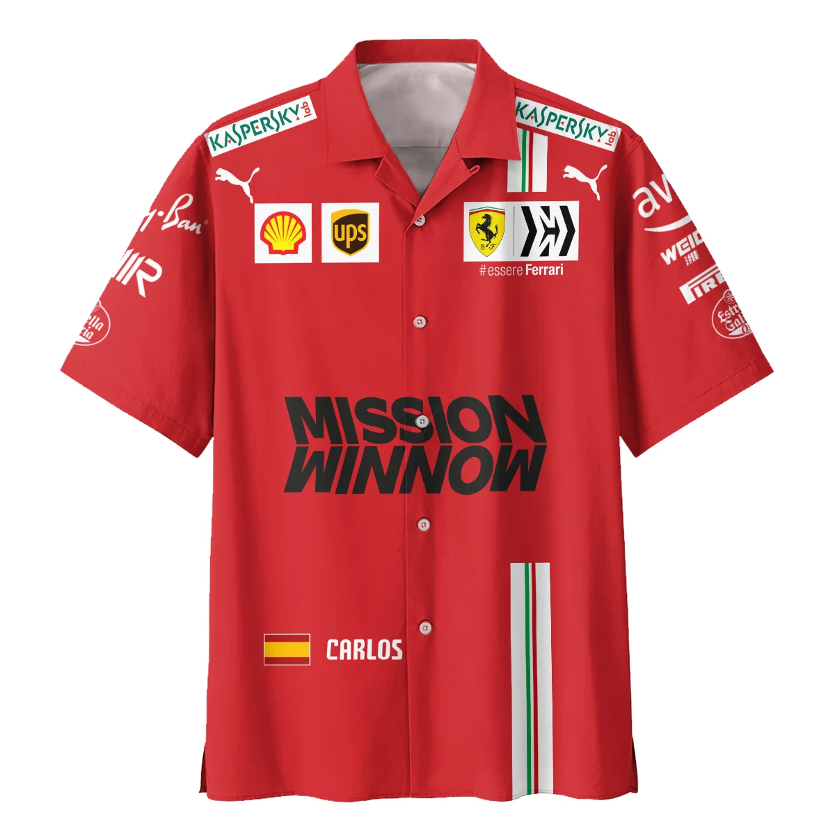 2021 Carlos Sainz Racing Suit Ferrari F1 Hawaiian Shirt BLVACS190825A7HW - Image 2