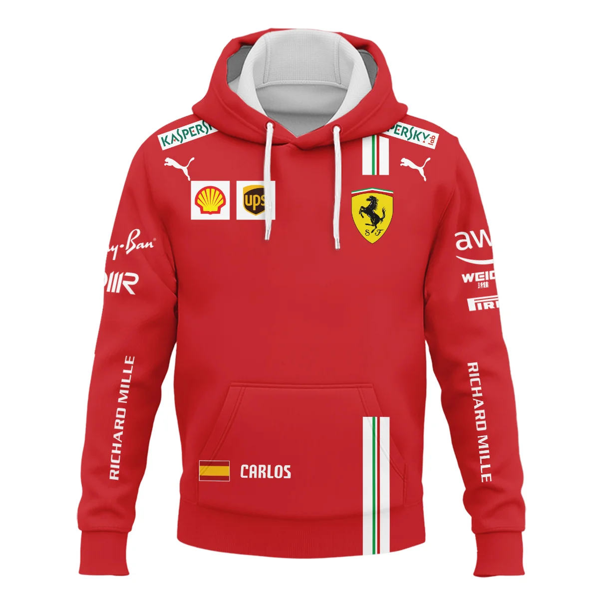 2021 Carlos Sainz Racing Suit Ferrari F1 Hoodie BLVACS190825A3HD - Image 2