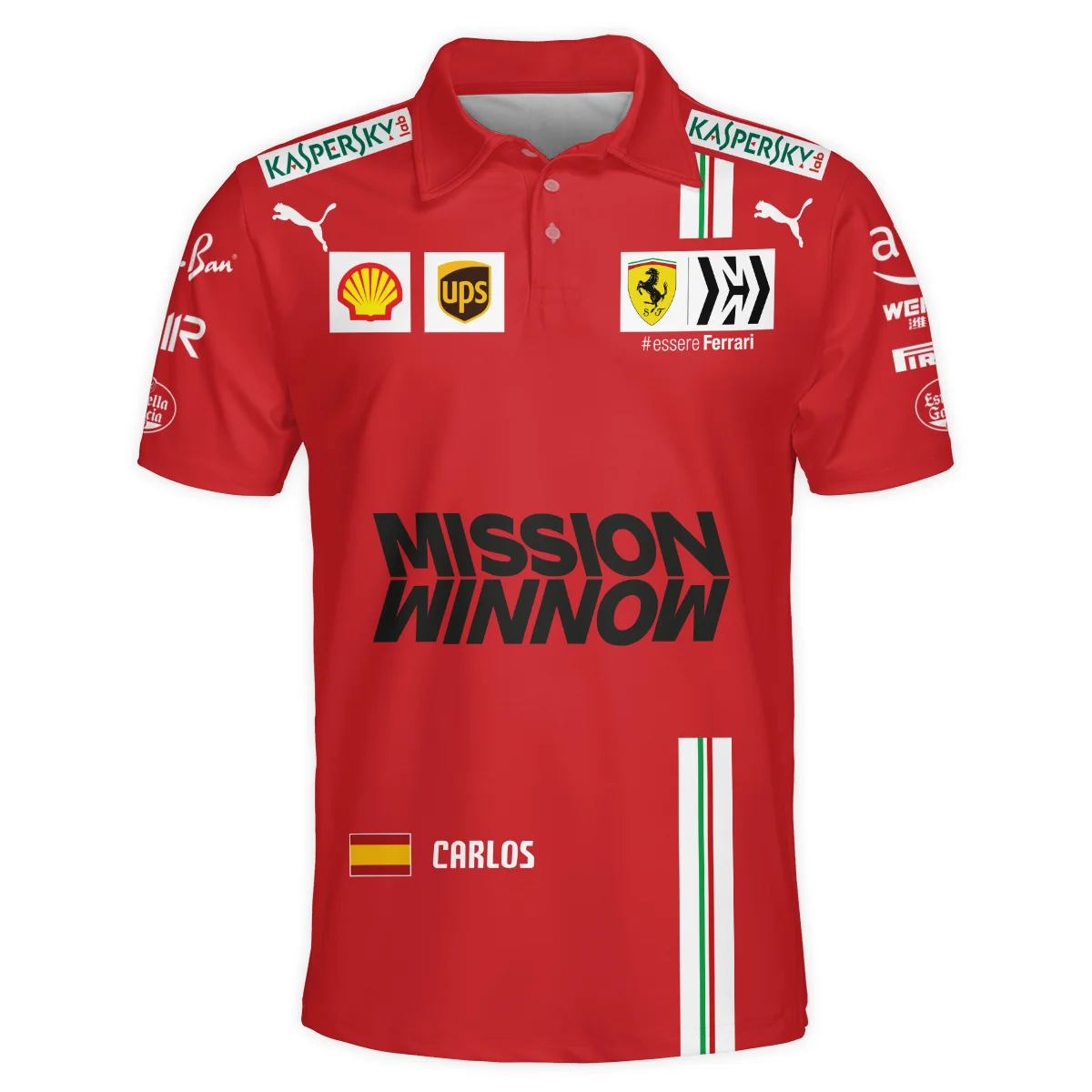 2021 Carlos Sainz Racing Suit Ferrari F1 Polo Shirt BLVACS190825A7PL - Image 2