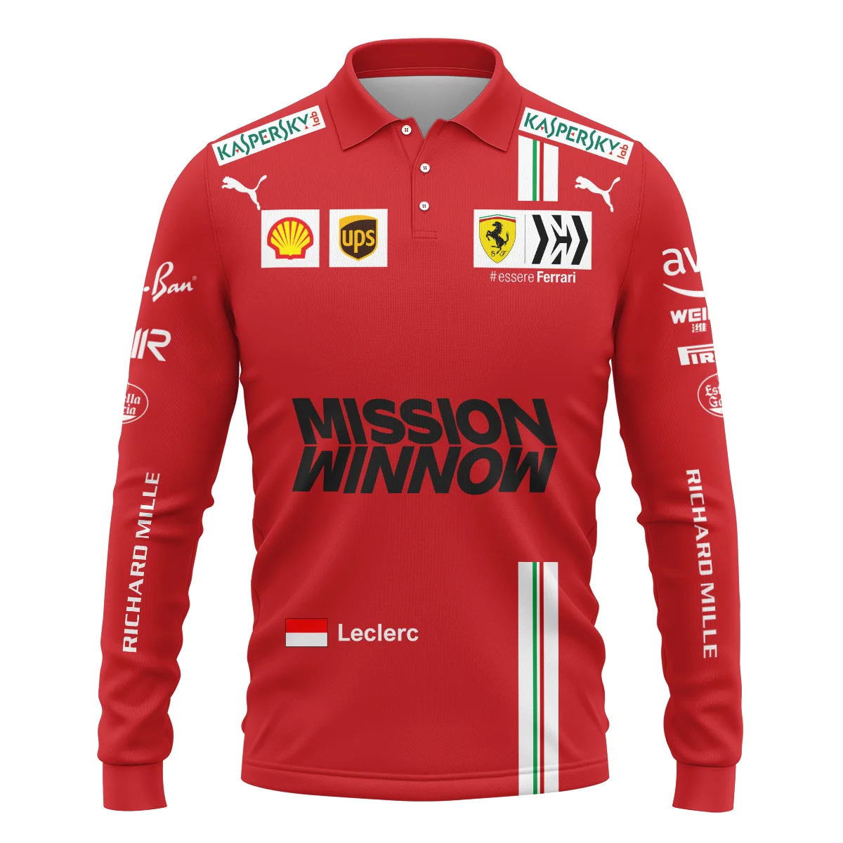 2021 Charles Leclerc Racing Suit Ferrari F1 Long Polo Shirt BLVACL190825A8LPL - Image 2