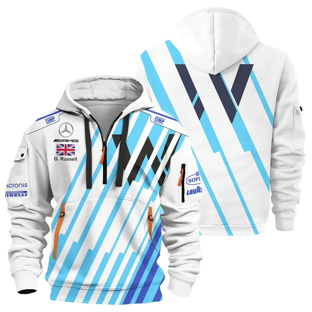 2021 George Russell Racing Suit Williams F1 Hoodie Half Zip BLVAGR080925A8HDF - Motorsport Apparel