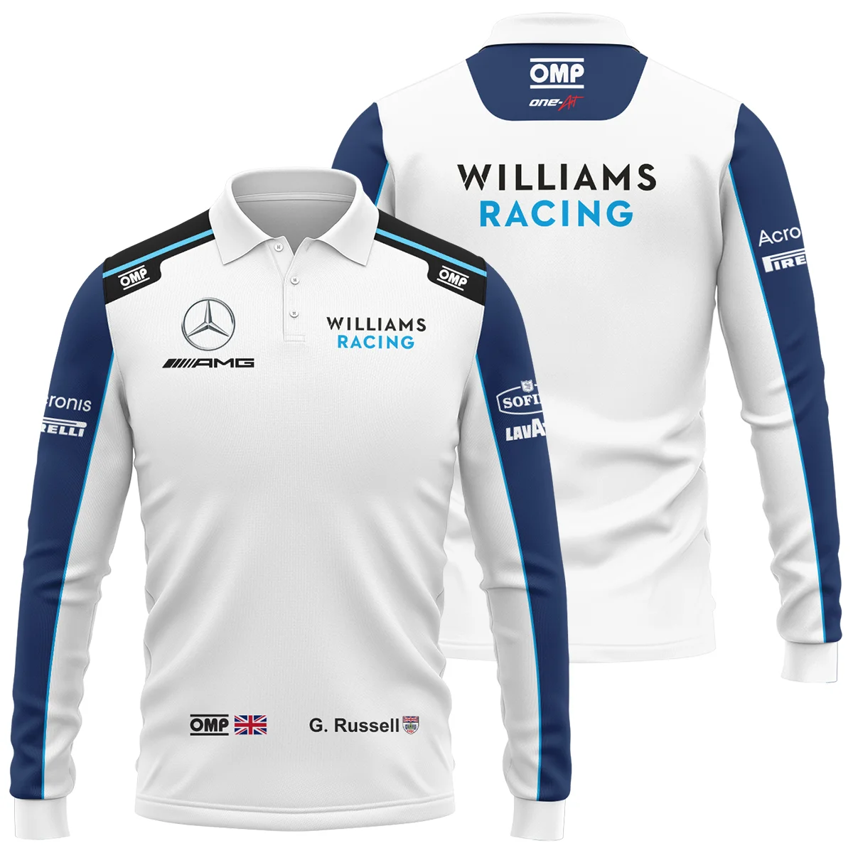 2021 George Russell Racing Suit Williams F1 Long Polo Shirt BLVAGR080925A3LPL - Racing Lifestyle Clothing
