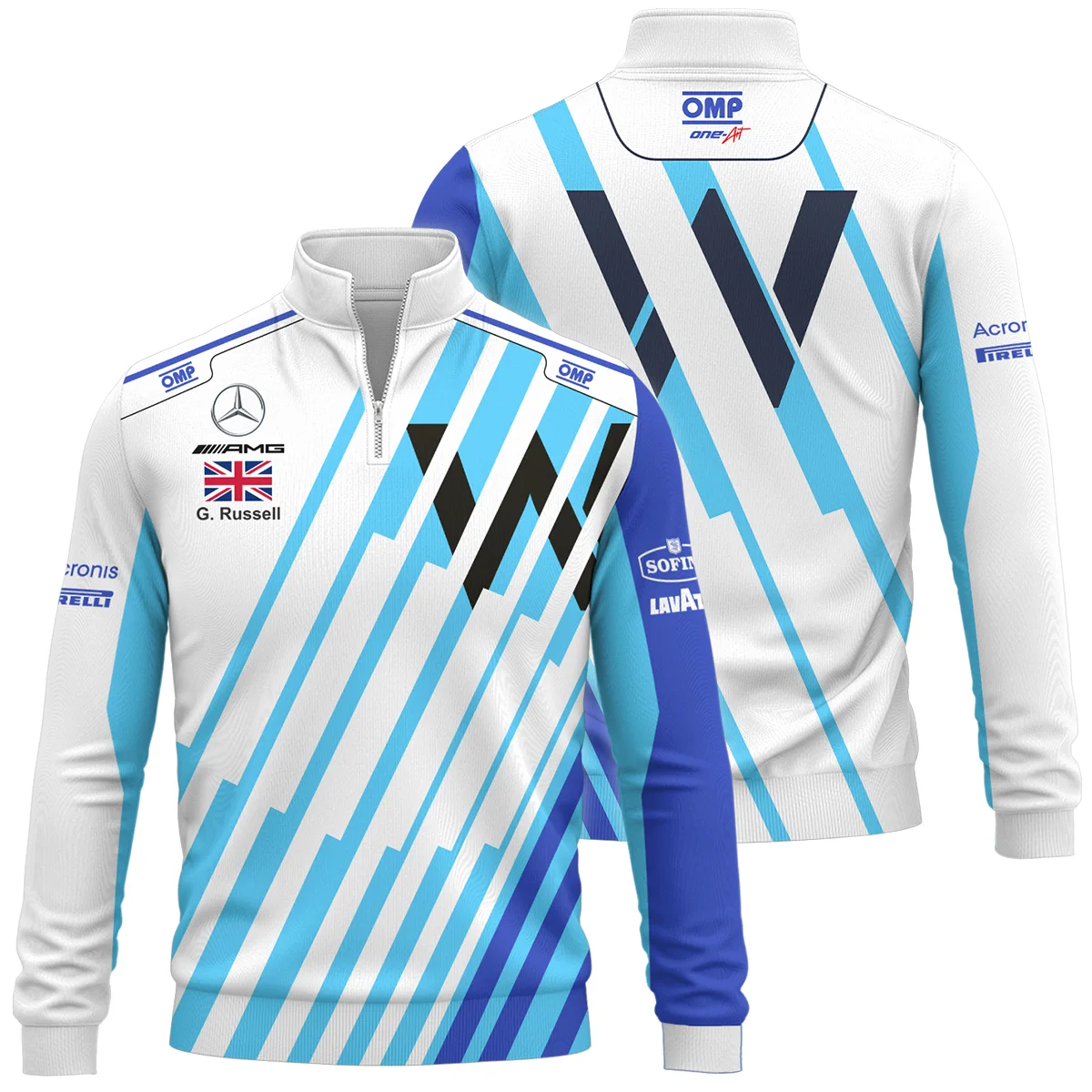 2021 George Russell Racing Suit Williams F1 Quarter-Zip Sweatshirt BLVAGR080925A8QZS - Pit Lane Clothing