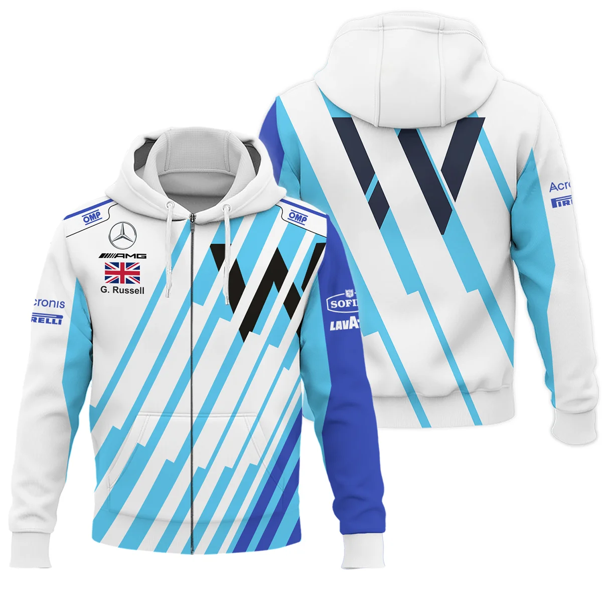 2021 George Russell Racing Suit Williams F1 Zipper Hoodie BLVAGR080925A8ZHD - Racing Lifestyle Clothing