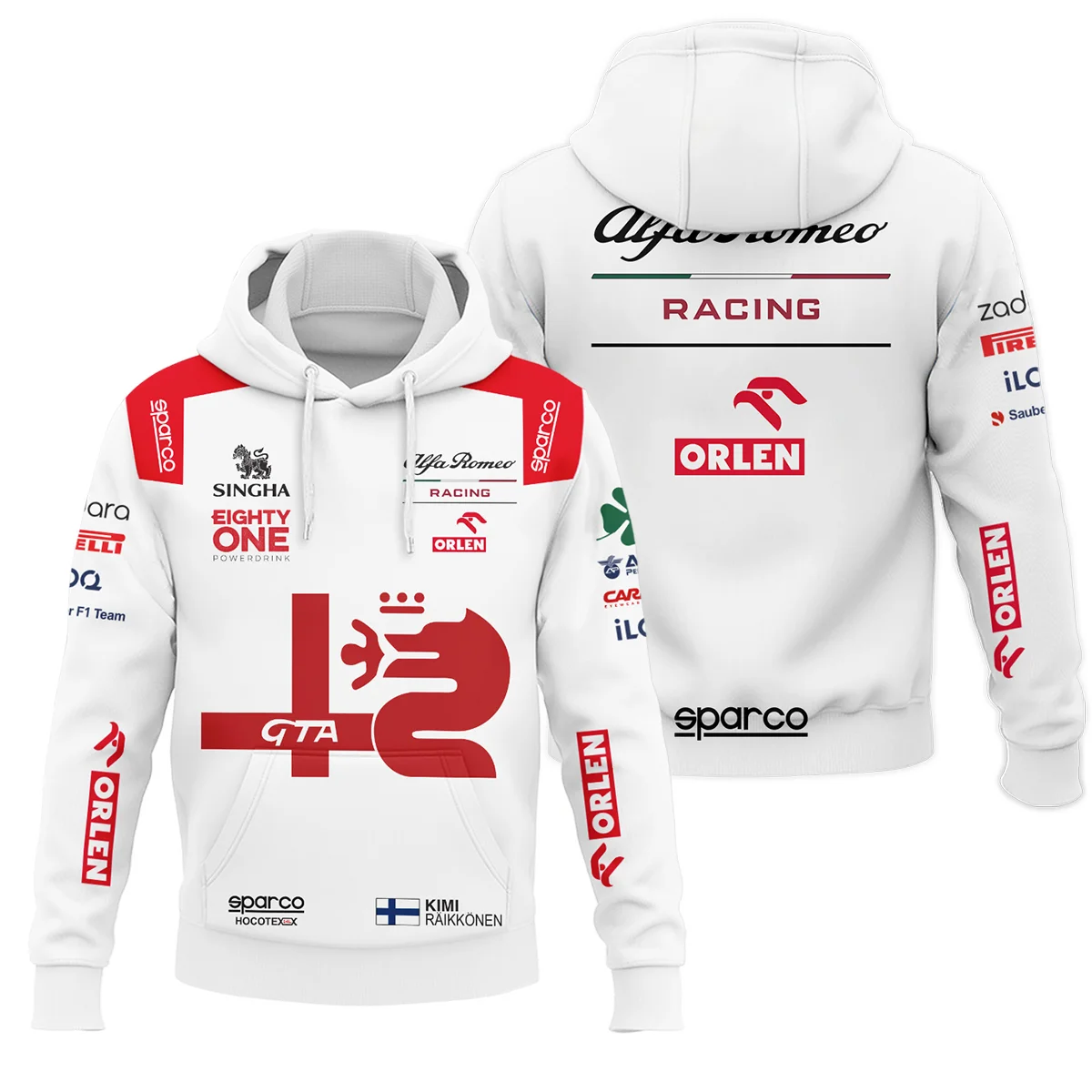 2021 Kimi Raikkonen Racing Suit Alfa Romeo F1 Hoodie BLVAKR191125A8HD