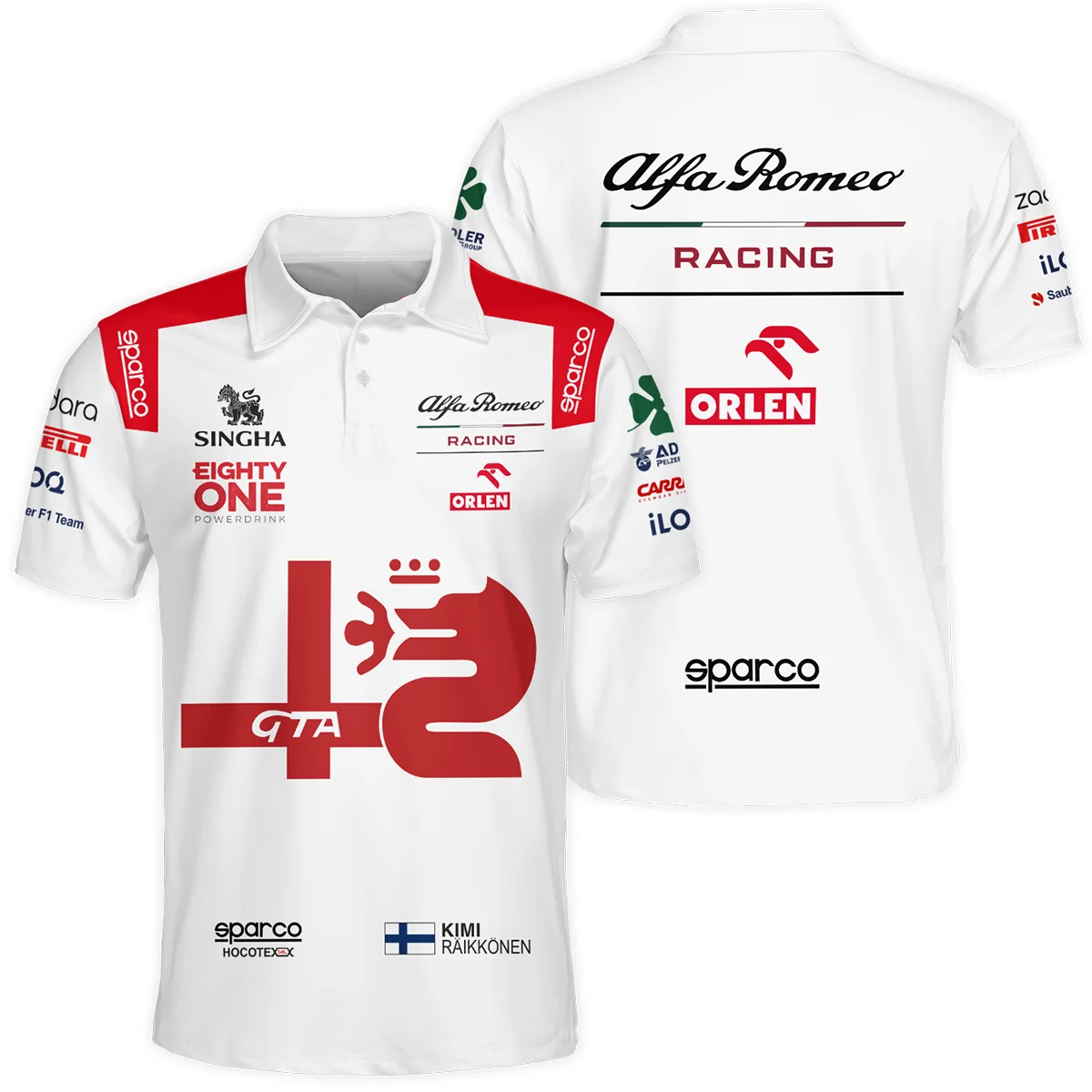 2021 Kimi Raikkonen Racing Suit Alfa Romeo F1 Polo Shirt BLVAKR191125A8PL