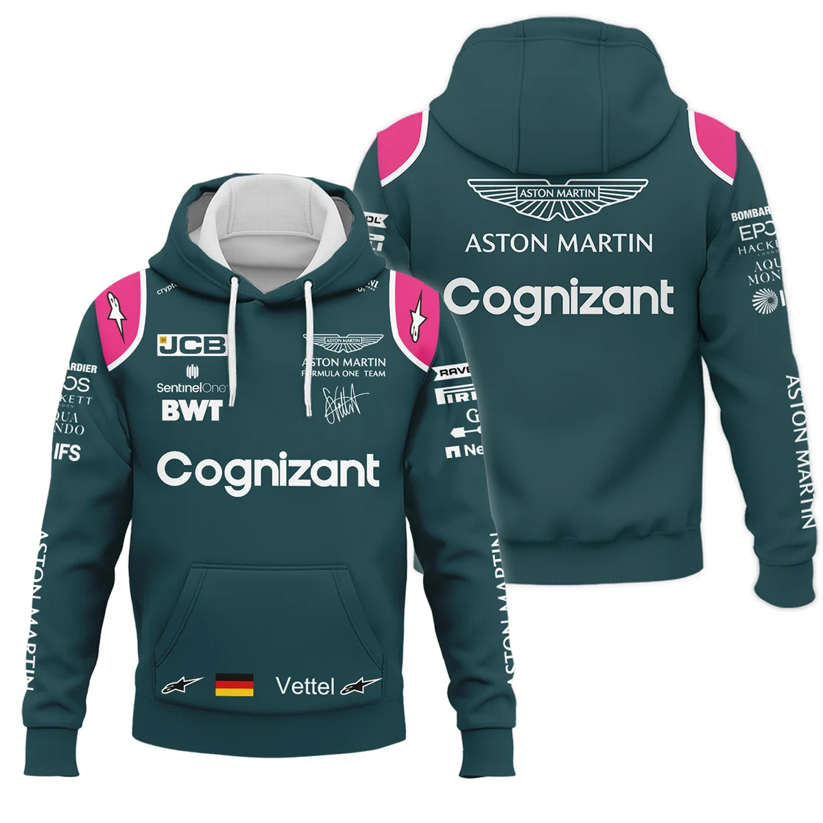 2021 Sebastian Vettel Racing Suit Aston Martin F1 Hoodie BLVASV110925A2HD - Pit Lane Clothing