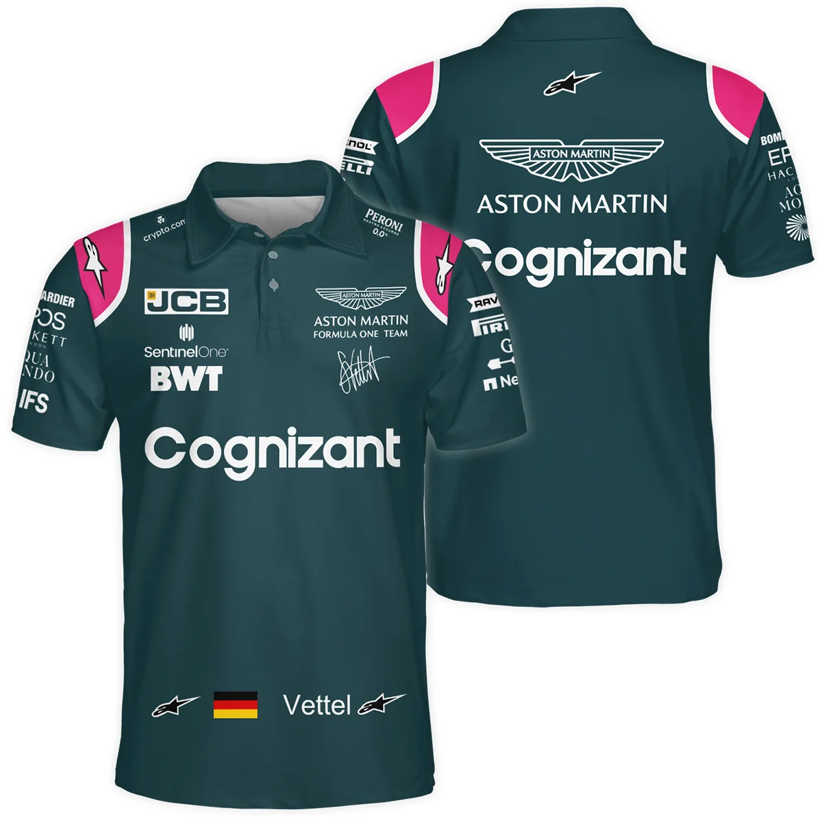 2021 Sebastian Vettel Racing Suit Aston Martin F1 Polo Shirt BLVASV110925A2PL - Motorsport Apparel