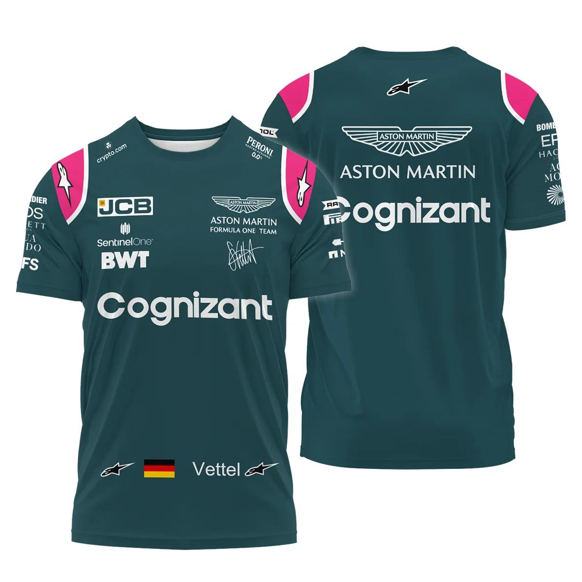 2021 Sebastian Vettel Racing Suit Aston Martin F1 T-Shirt BLVASV110925A2TS - F1 Fan Gear