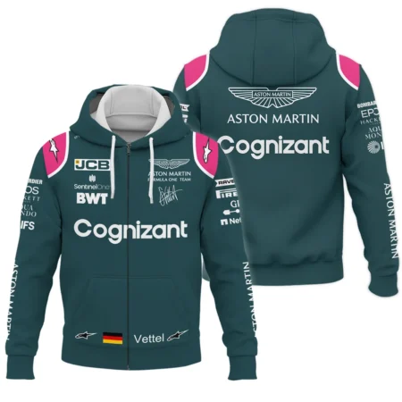 2021 Sebastian Vettel Racing Suit Aston Martin F1 Zipper Hoodie BLVASV110925A2ZHD - Trackside Outfit