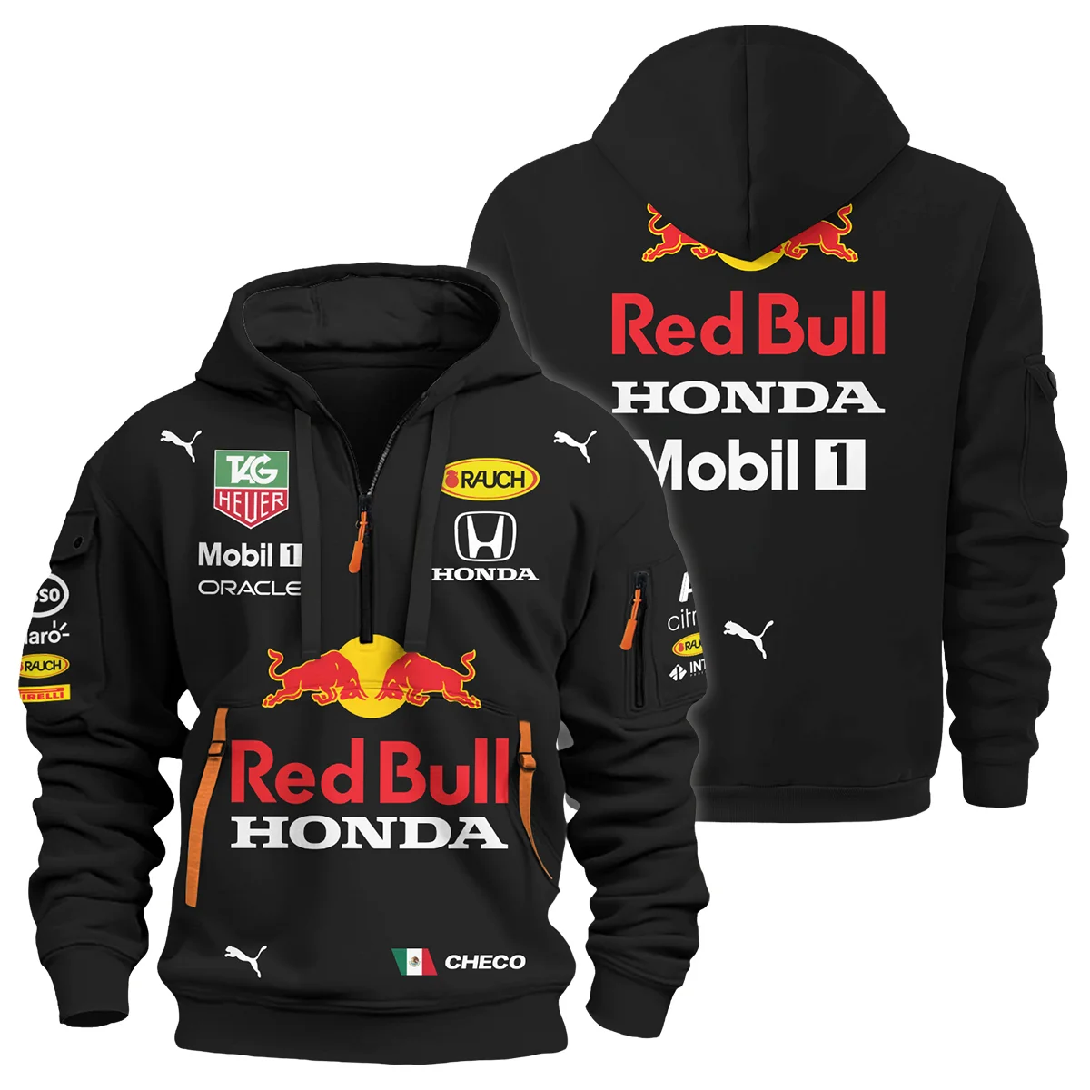 2021 Sergio Perez Racing Suit Red Bull Racing F1 Hoodie Half Zip BLVASP170925A1HDF - Trackside Outfit