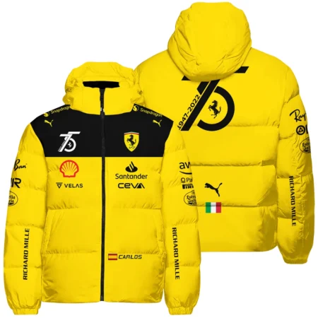 2022 75th Anniversary Carlos Sainz Racing Suit Ferrari F1 Down & Puffer Jackets BLVACS190825A13HCJ - Motorsport Lifestyle Wear