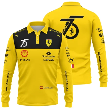 2022 75th Anniversary Carlos Sainz Racing Suit Ferrari F1 Long Polo Shirt BLVACS190825A13LPL - F1 Fan Gear