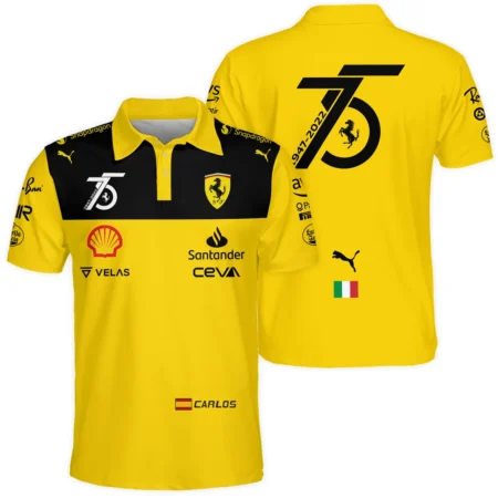 2022 75th Anniversary Carlos Sainz Racing Suit Ferrari F1 Polo Shirt BLVACS190825A13PL - Trackside Outfit