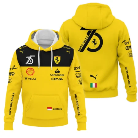2022 75th Anniversary Charles Leclerc Racing Suit Ferrari F1 Hoodie BLVACL190825A13HD - Racing Lifestyle Clothing