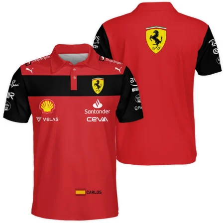 2022 Carlos Sainz Racing Suit Ferrari F1 Polo Shirt BLVACS190825A11PL - Formula Racing Apparel