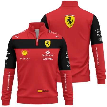2022 Carlos Sainz Racing Suit Ferrari F1 Quarter-Zip Sweatshirt BLVACS190825A11QZS - Pit Lane Clothing