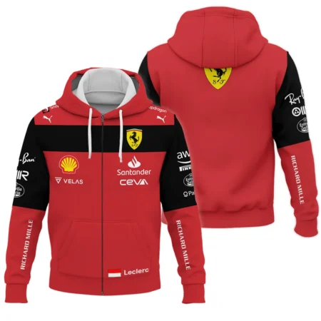 2022 Charles Leclerc Racing Suit Ferrari F1 Zipper Hoodie BLVACL190825A11ZHD - Motorsport Apparel