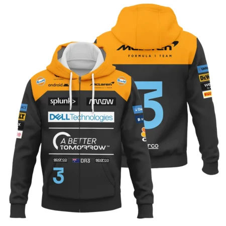 2022 Daniel Ricciardo McLaren F1 Team Race Suit Zipper Hoodie BLVA180725A06ZHD - Formula Racing Apparel