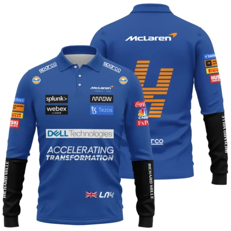 2022 Lando Norris Racing Suit McLaren F1 Long Polo Shirt BLVALN120825A2LPL - Pit Lane Clothing