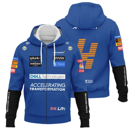 2022 Lando Norris Racing Suit McLaren F1 Zipper Hoodie BLVALN120825A2ZHD - Racing Lifestyle Clothing