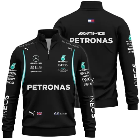 2022 Lewis Hamilton Racing Suit Mercedes F1 Quarter-Zip Sweatshirt BLVALH260825A6QZS - Motorsport Apparel