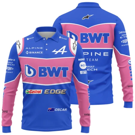 2022 Oscar Piastri Racing Suit Alpine F1 Long Polo Shirt BLVAOP150825A7LPL - Race Day Outfit