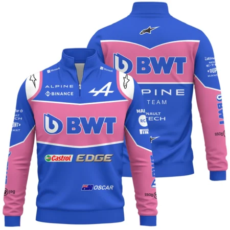 2022 Oscar Piastri Racing Suit Alpine F1 Quarter-Zip Sweatshirt BLVAOP150825A7QZS - Race Day Design