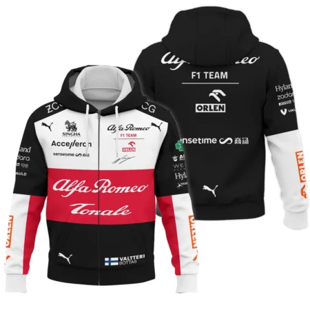 2022 Valtteri Bottas Racing Suit Alfa Romeo F1 Zipper Hoodie BLVAVB130925A6ZHD - Formula Racing Apparel