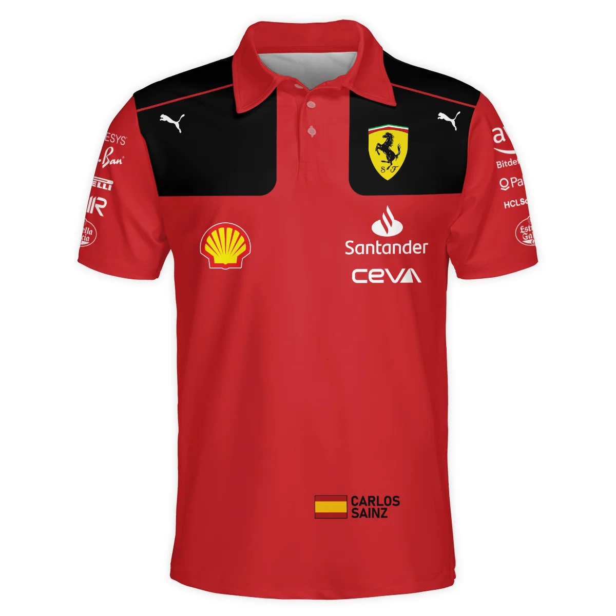 2023 Carlos Sainz Racing Suit Ferrari F1 Polo Shirt BLVACS190825A10PL - Image 2