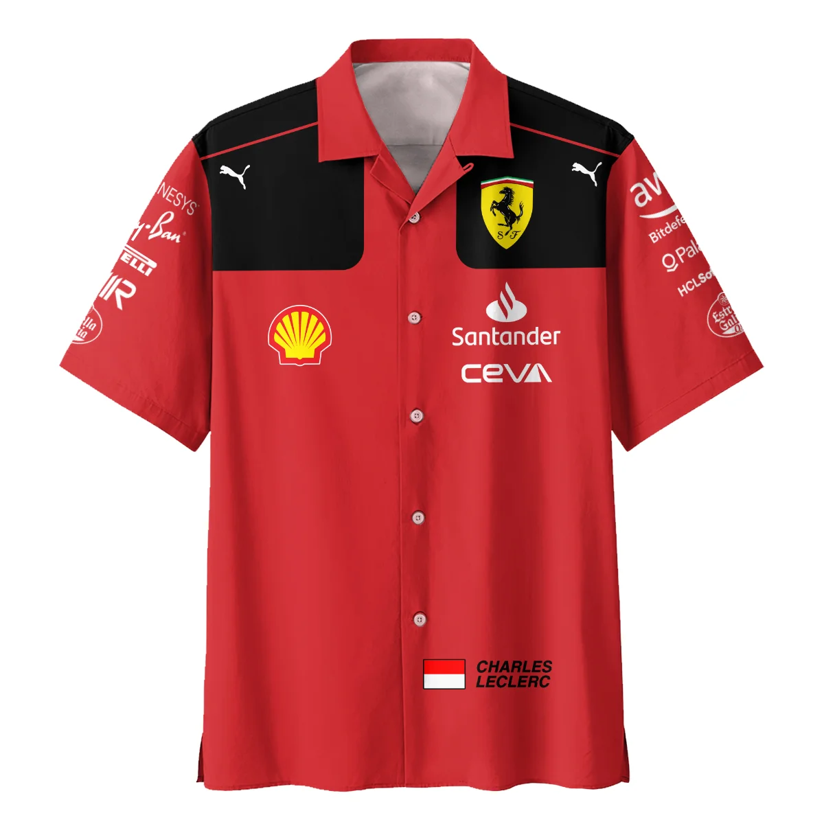 2023 Charles Leclerc Racing Suit Ferrari F1 Hawaiian Shirt BLVACL190825A10HW - Image 2