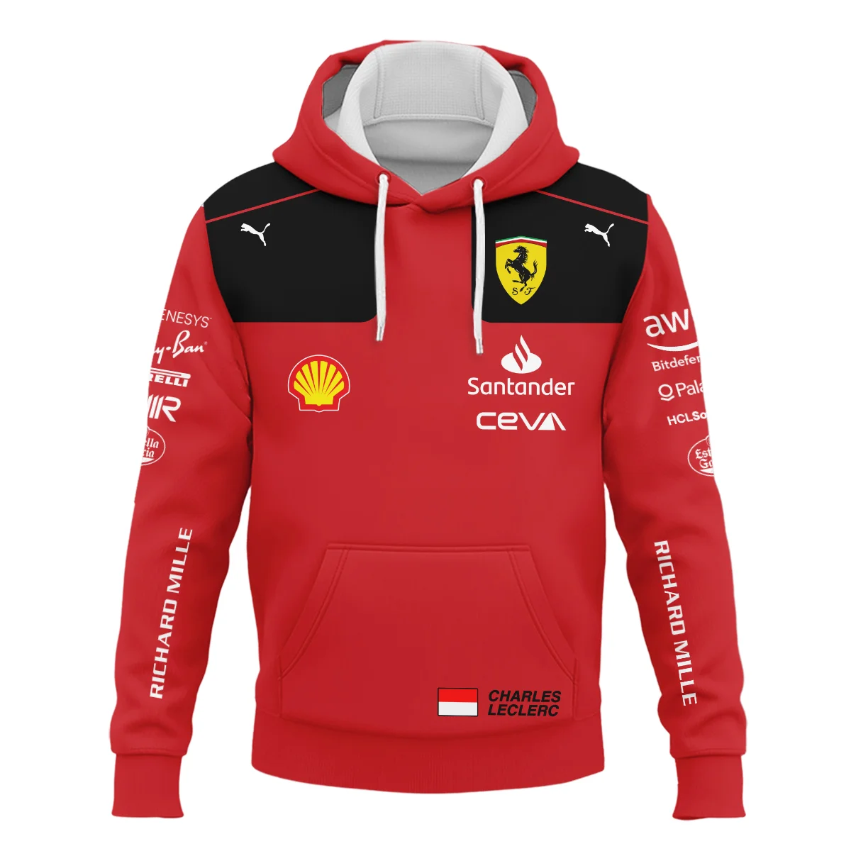 2023 Charles Leclerc Racing Suit Ferrari F1 Hoodie BLVACL190825A10HD - Image 2