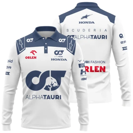 2023 Daniel Ricciardo Scuderia AlphaTauri Race Suit Long Polo Shirt BLVA180725A05LPL - Formula Racing Apparel