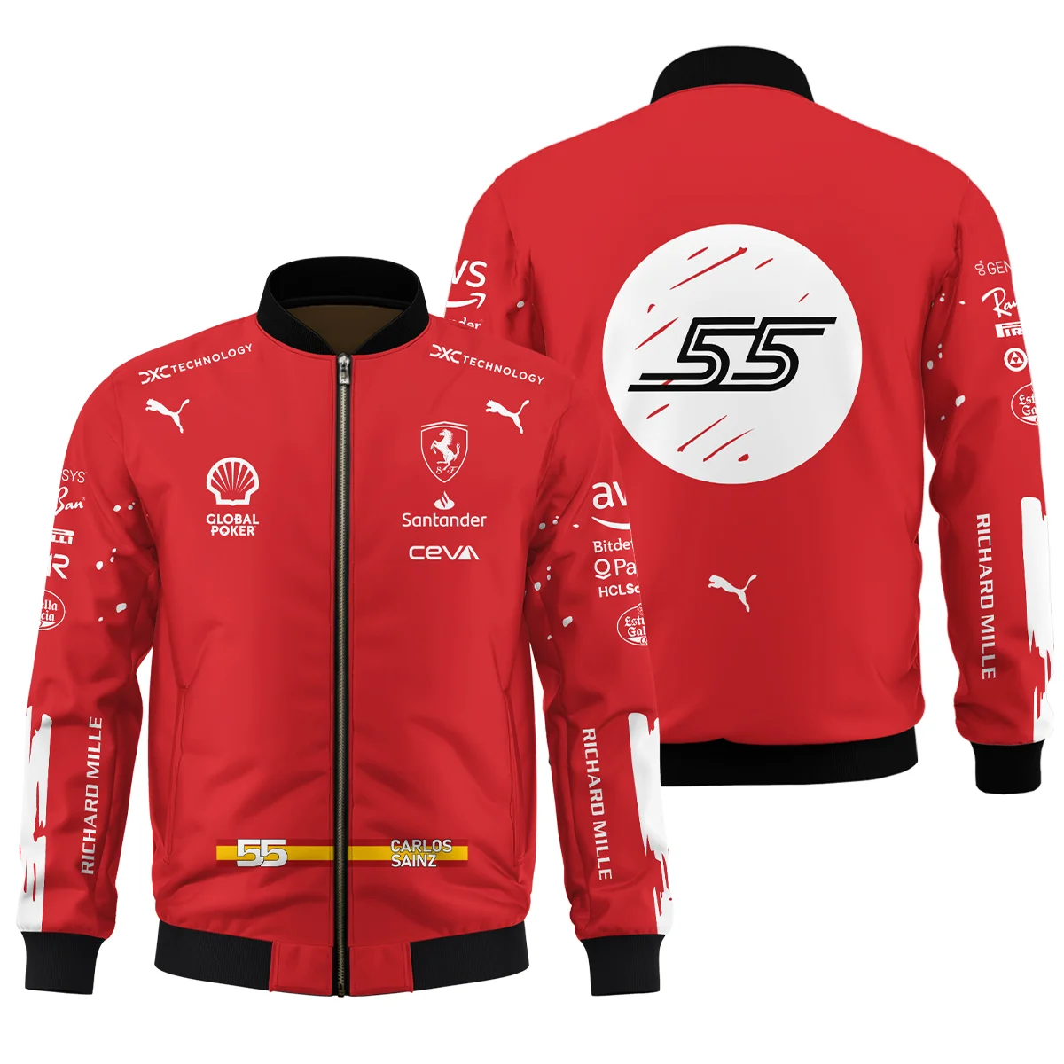 2023 Las Vegas GP Carlos Sainz Racing Suit Ferrari F1 Bomber BLVACS190825A4BB - F1 Fan Gear