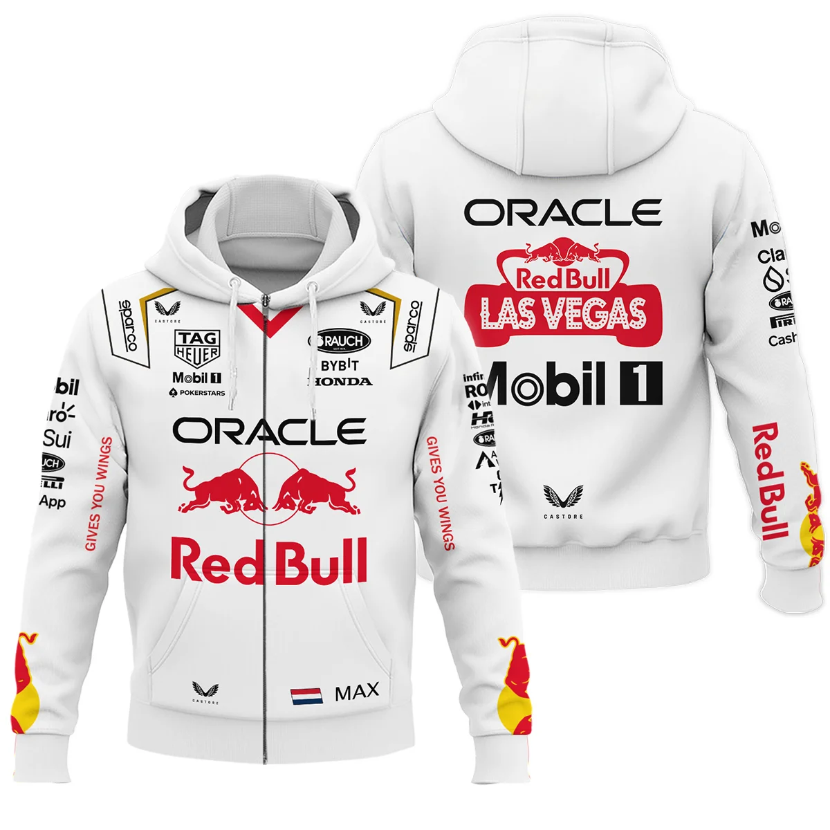 2023 Las Vegas GP Max Verstappen Racing Suit Red Bull Racing F1 Zipper Hoodie BLVAMV281125A3ZHD - Trackside Outfit