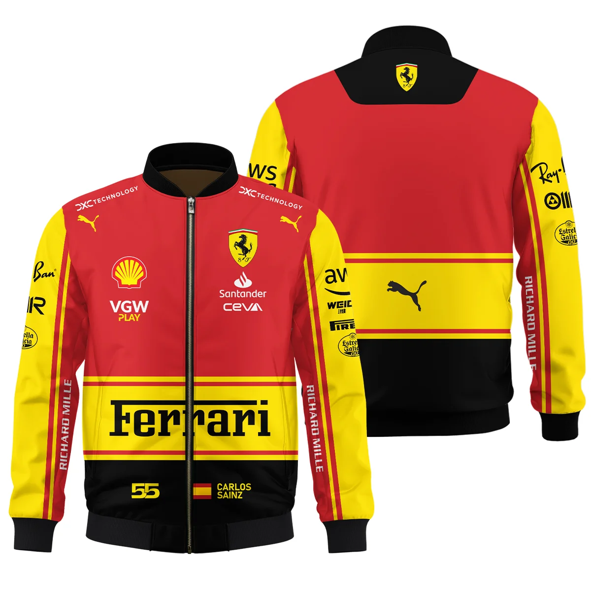 2023 Monza GP Carlos Sainz Racing Suit Ferrari F1 Bomber BLVACS190825A9BB - Formula Racing Apparel