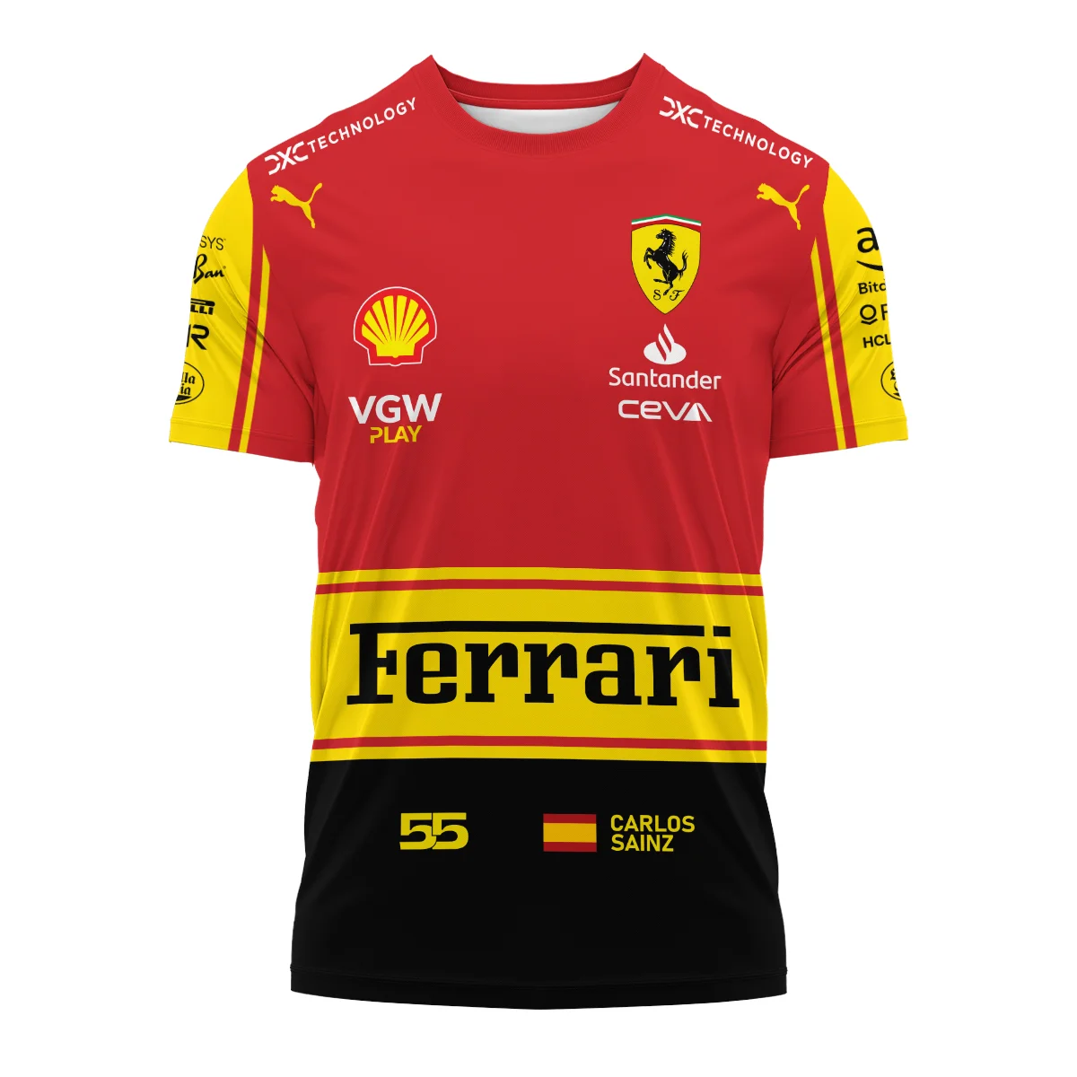 2023 Monza GP Carlos Sainz Racing Suit Ferrari F1 T-Shirt BLVACS190825A9TS - Image 2