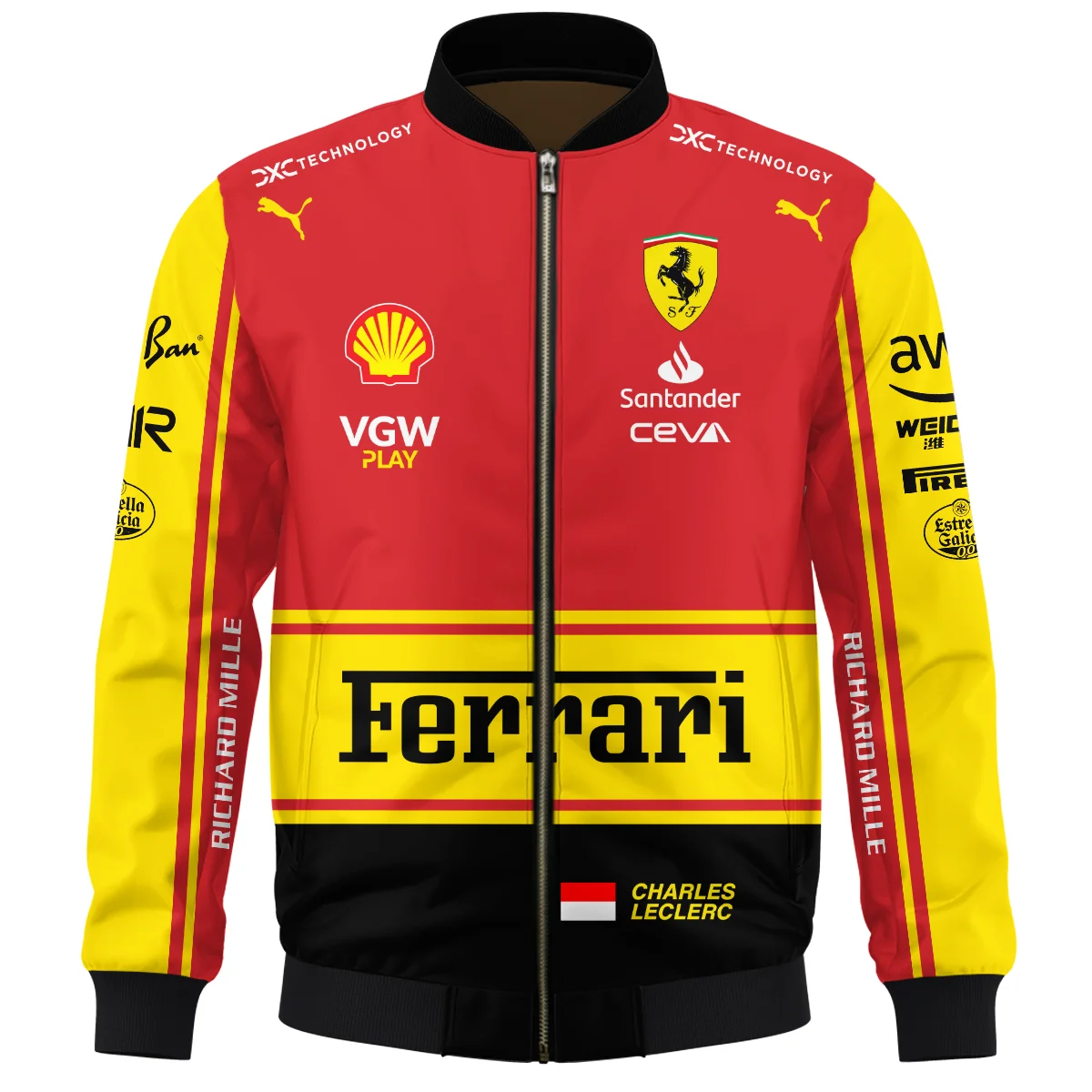 2023 Monza GP Charles Leclerc Racing Suit Ferrari F1 Bomber BLVACL190825A9BB - Image 2
