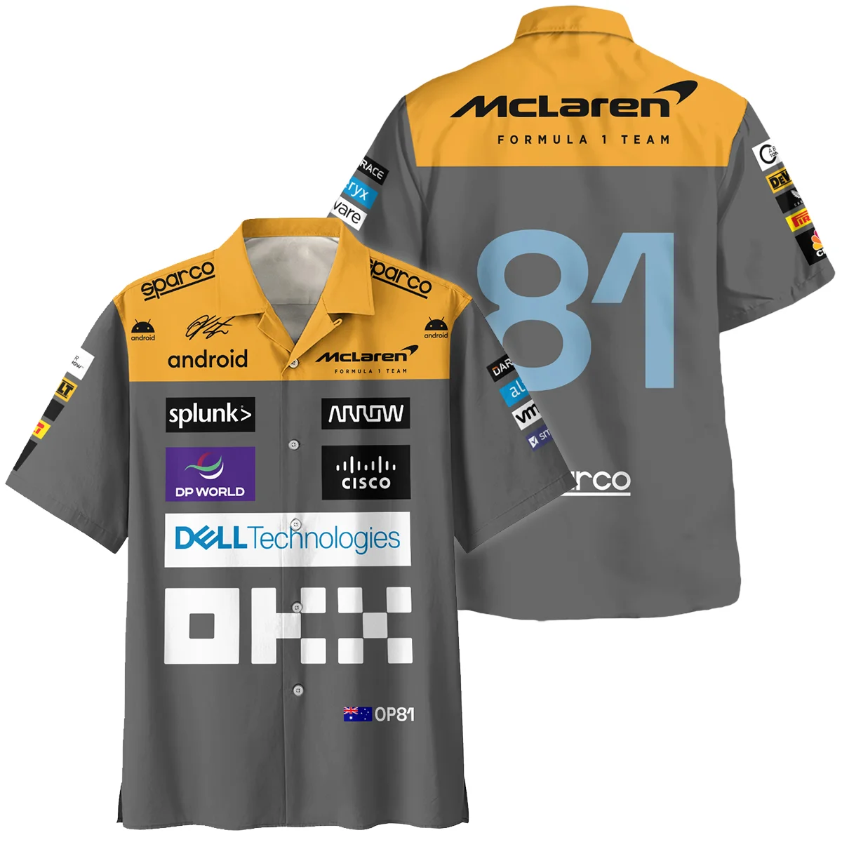 2023 Oscar Piastri Racing Suit McLaren F1 Hawaiian Shirt BLVAOP150825A3HW - Pit Lane Clothing