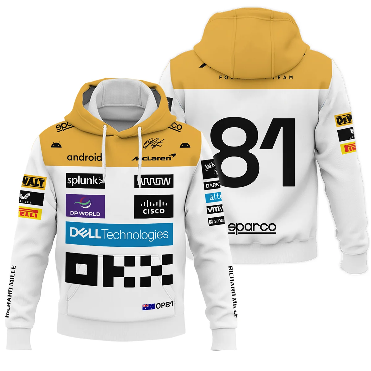 2023 Oscar Piastri Racing Suit McLaren F1 Hoodie BLVAOP150825A2HD - Race Day Design